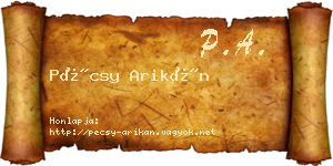 Pécsy Arikán névjegykártya